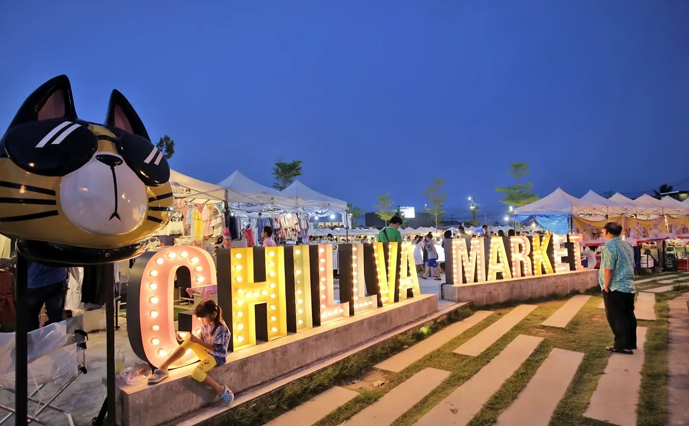 Chillva Market – a vibrant night market with graffiti, music, and a festival vibe.